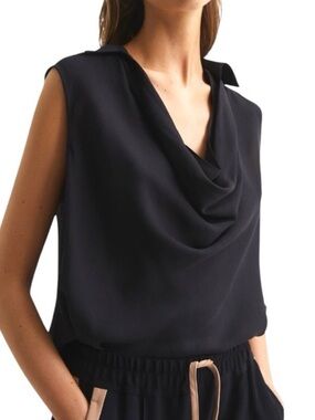 Reiss Chic Black Cowl Neck Sleeveless Blouse size 0